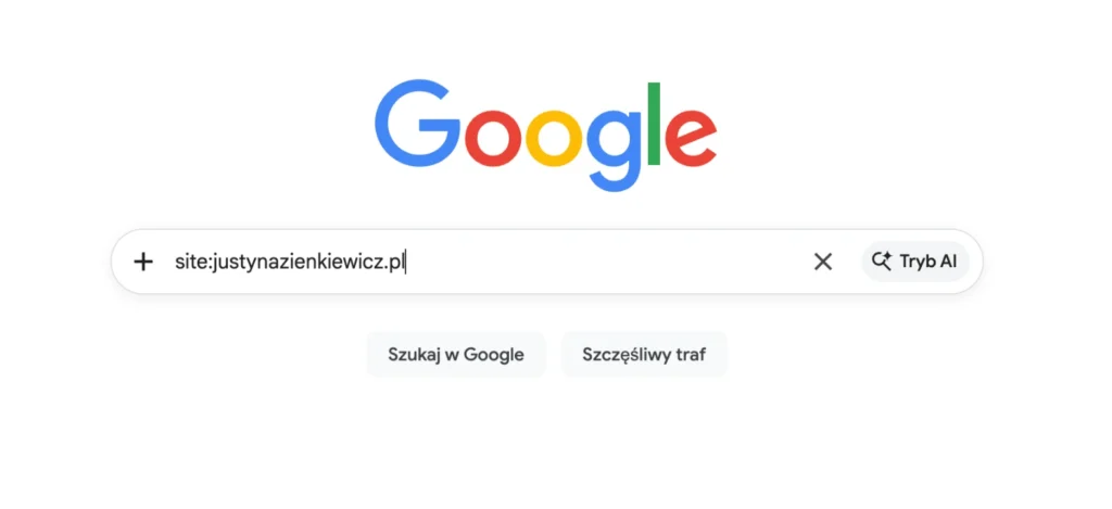 komenda site czy strona jest w google
