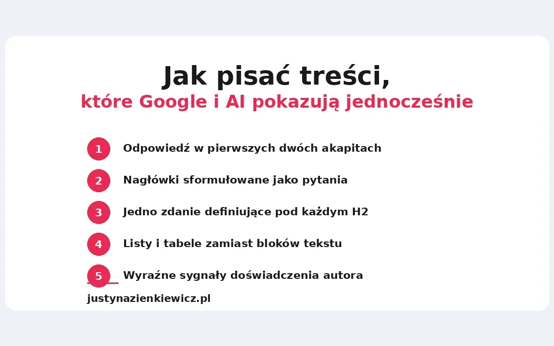 Jak pisać treści, które Google i AI pokazują jednocześnie