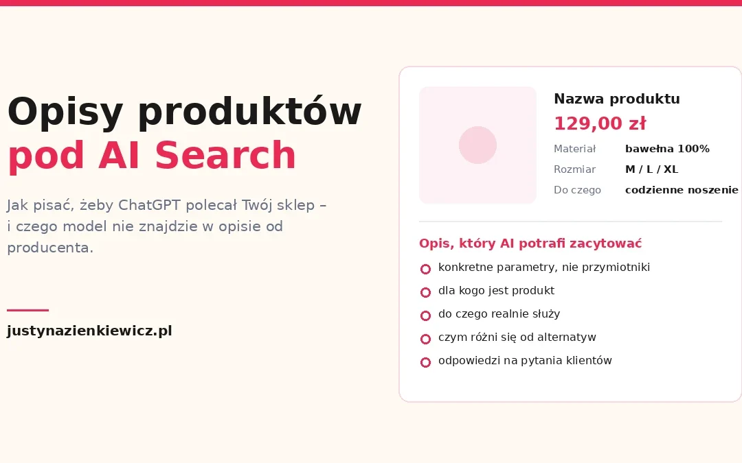 Opisy produktów pod AI Search – jak pisać, żeby ChatGPT polecał Twój sklep